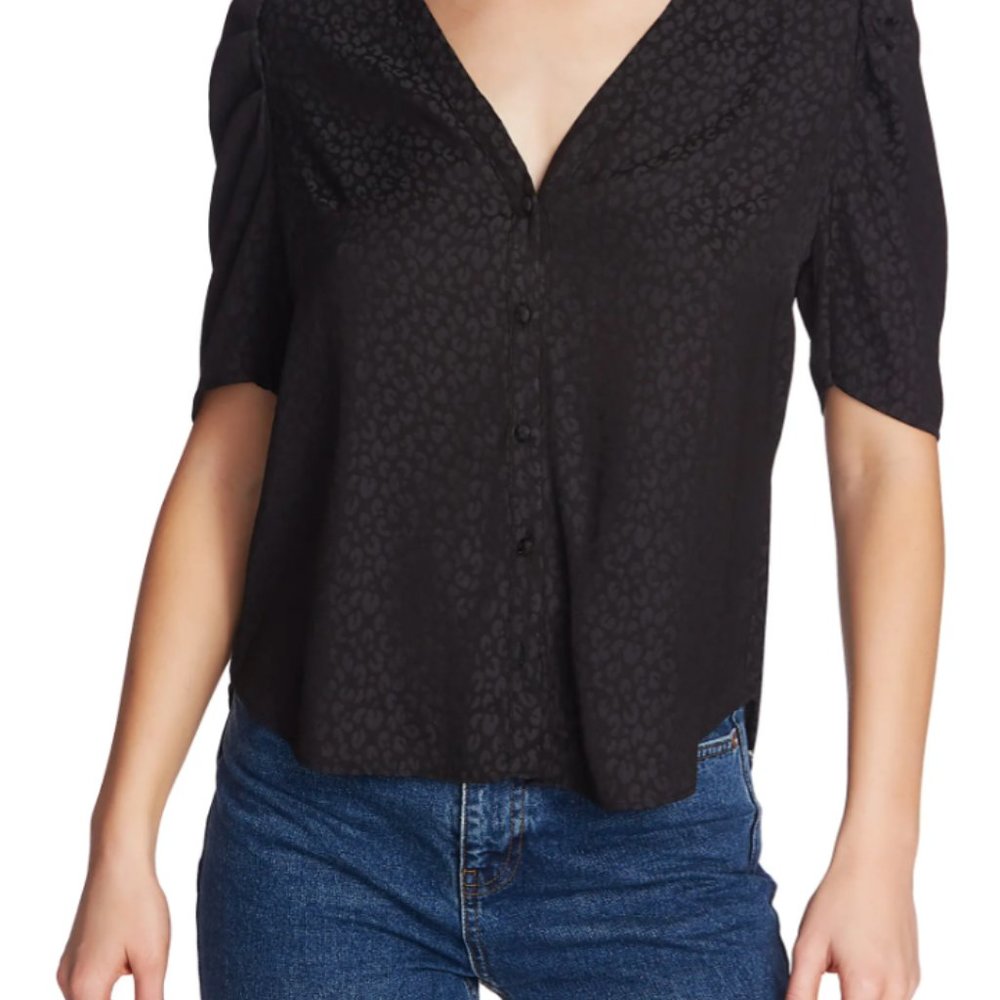 1.STATE Puff Sleeve Animal Print Top (S)